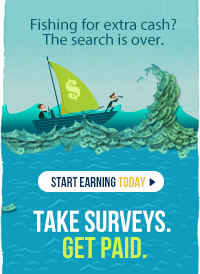 water with boat with a dollar sign h iting to make money with surveys