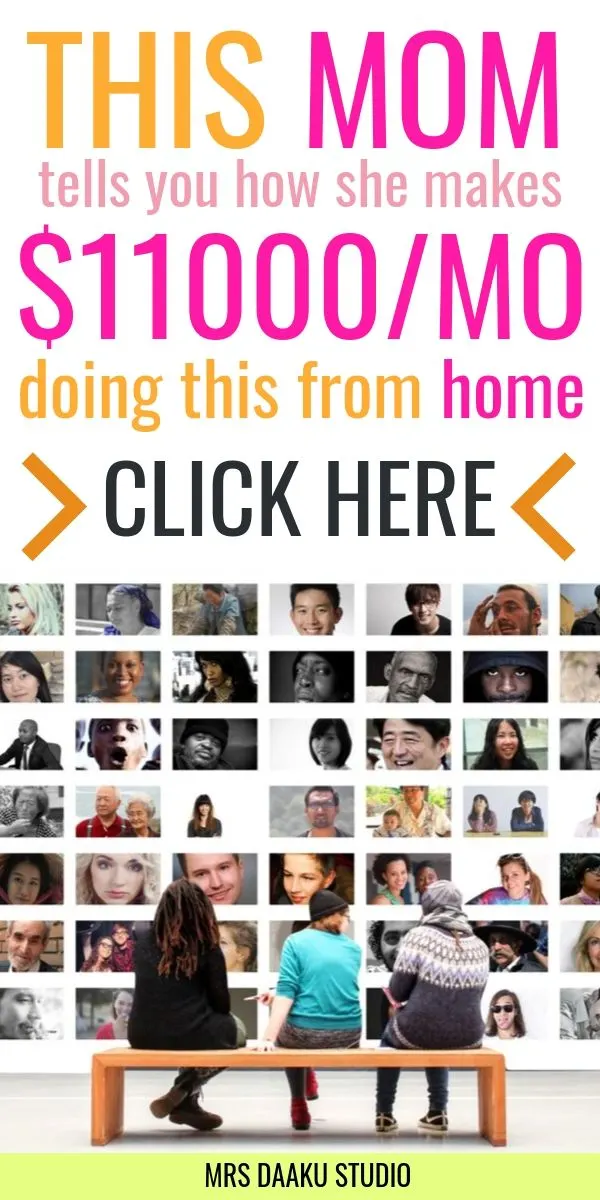 Stay at home mom jobs - people sitting on a bench in front of a big screen - pinterest graphic