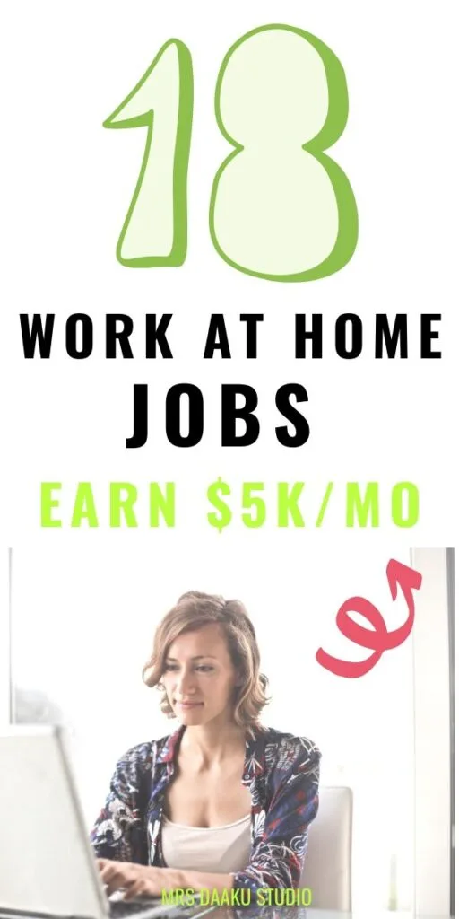 entry level work at home jobs to make money online - pinterest graphic