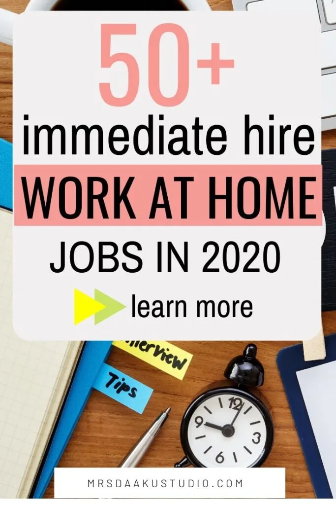 immediate hire work from home jobs