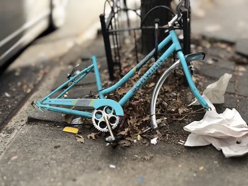 scrap yards near me - bicycle on the road which is broken