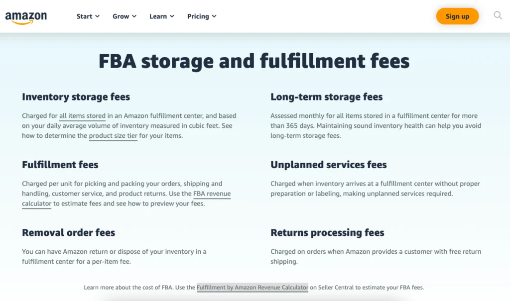 amazon long term storage fee
