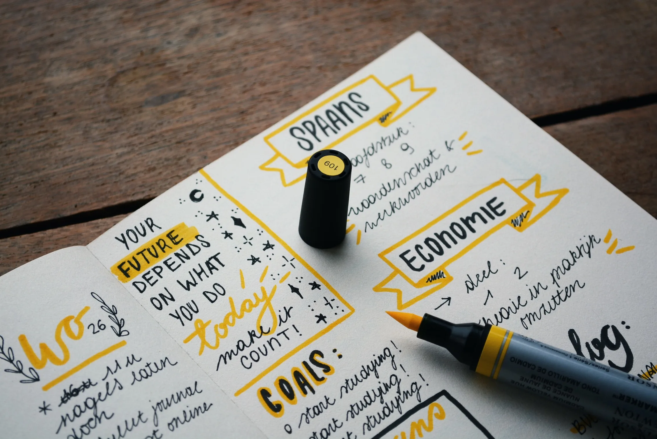 a book with notes