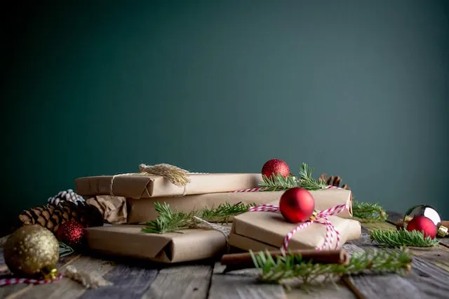 In this image one can see packed gifts for christmas