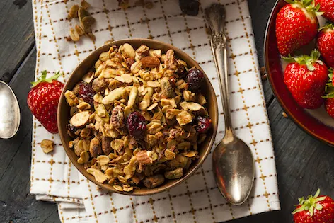 Healthy Homemade Granola with Nuts and Dried Cranberries