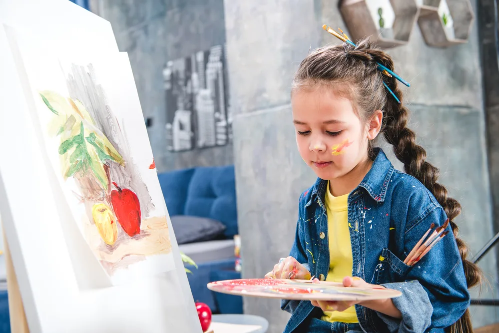 a girl painting