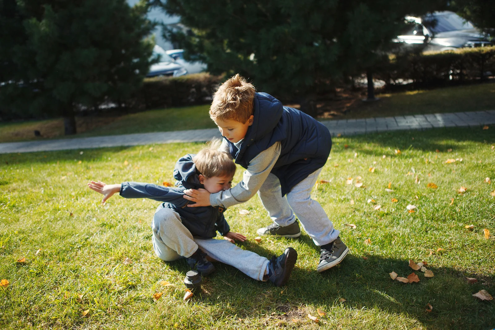 Boys fighting in the Park