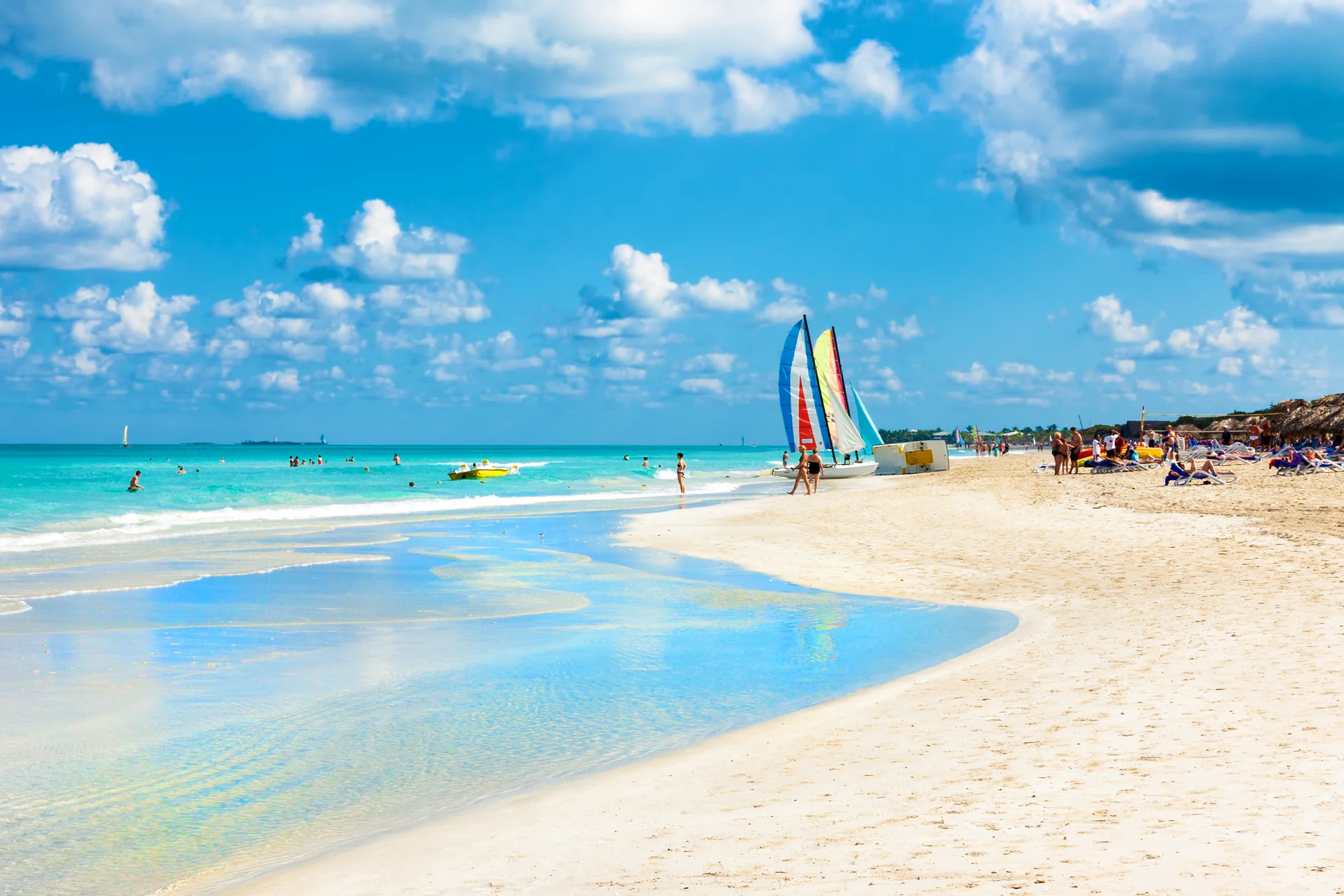 The famous beach of Varadero in Cuba with a calm turquoise ocean