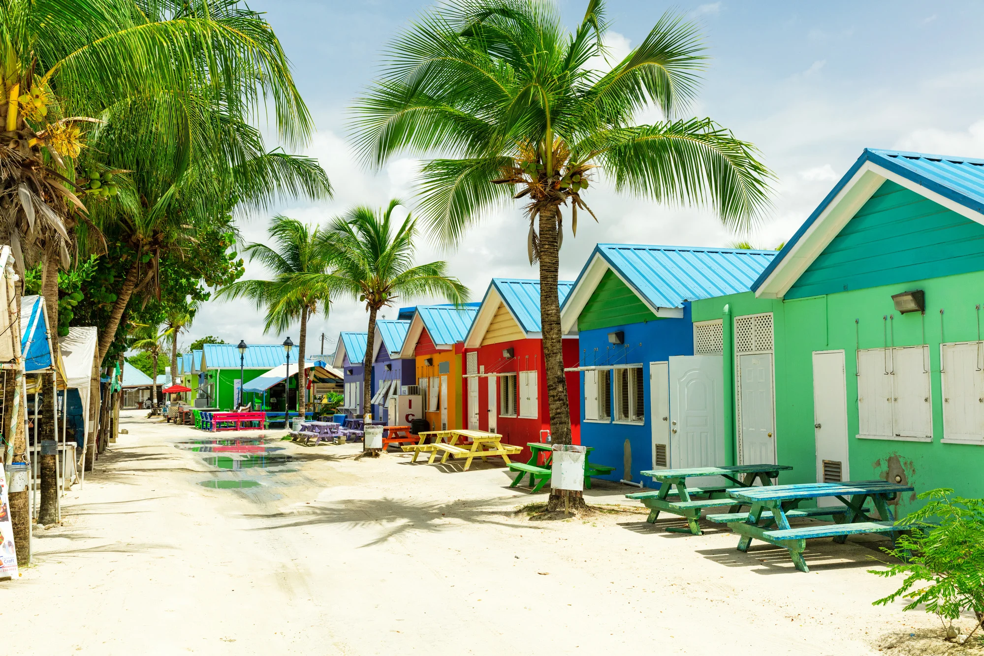 Colourful houses on the tropical island of Barbados in the Caribbean