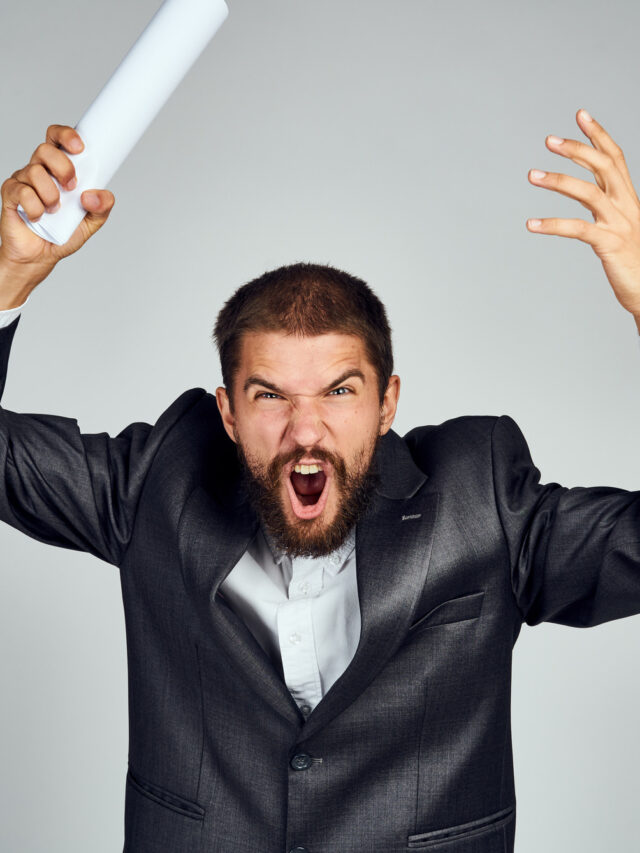 business man with documents in hands emotions manager office professionals