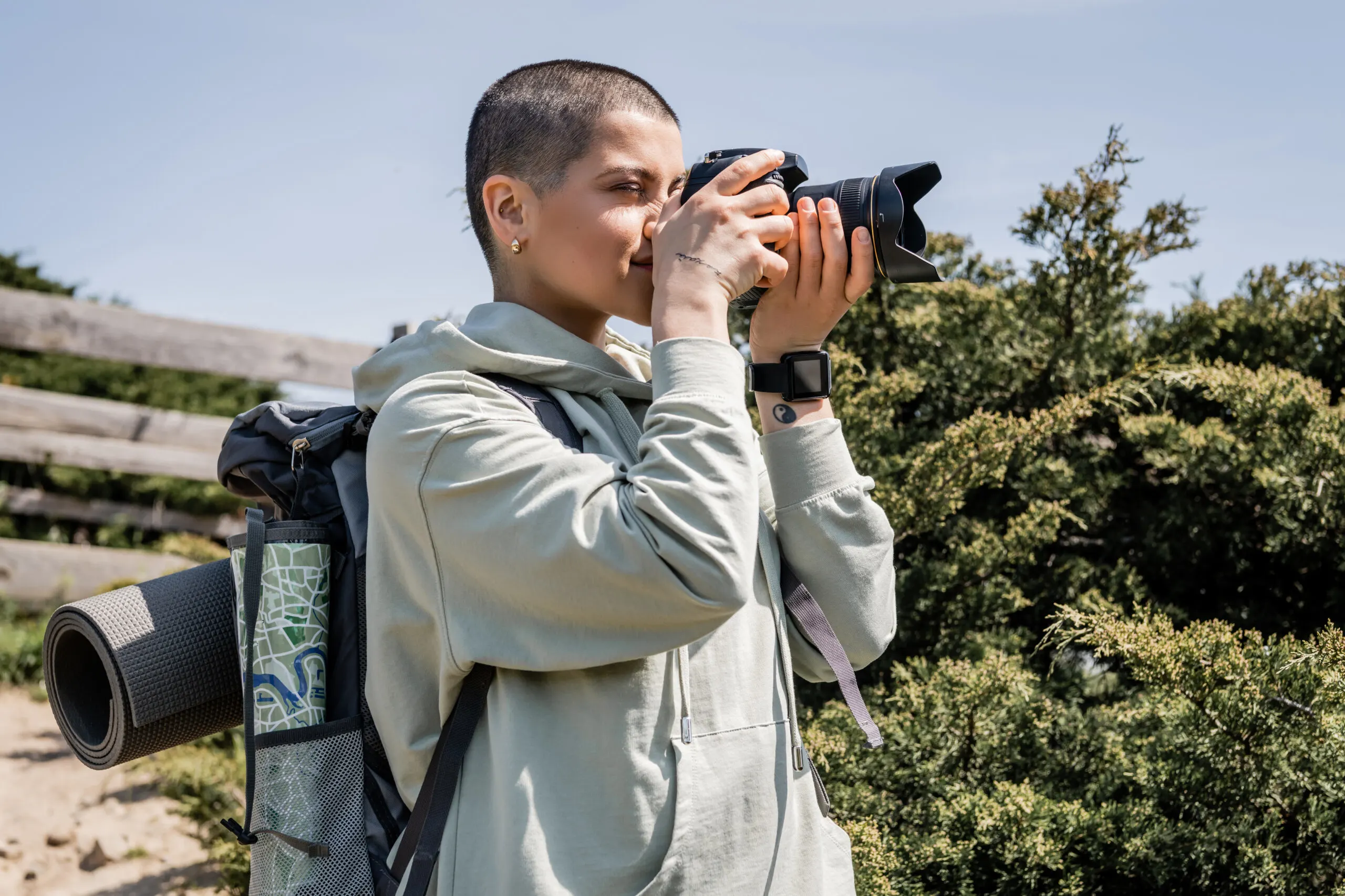 Women clicking pictures of travelling